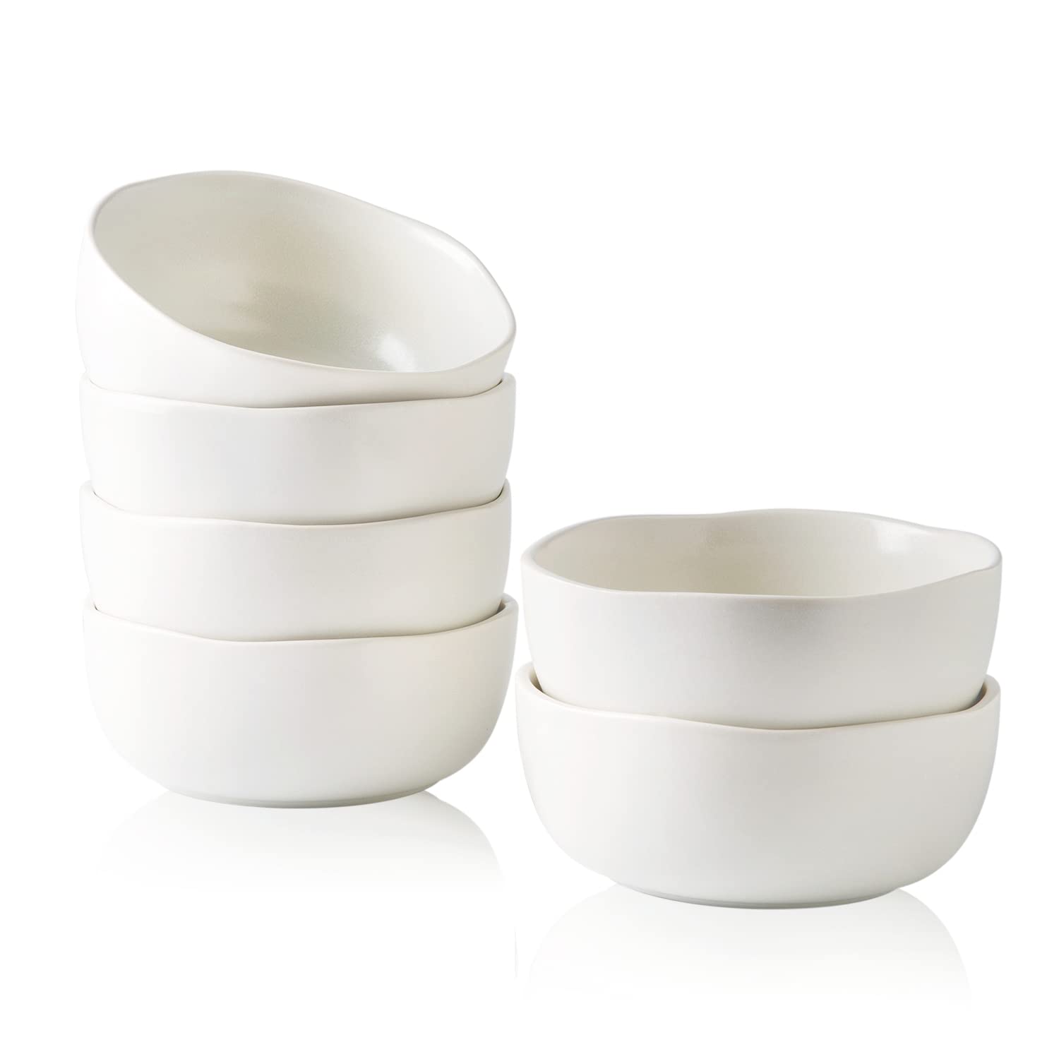 Photo 1 of AmorArc Stoneware Cereal Bowls for Kitchen, 28oz Large Ceramic Soup Bowls Set of 6 for Meal, Chip-Resistant Kitchen Bowls with Wavy Rim, Reactive Glaze-Matte White