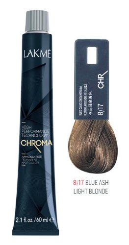 Lakme Chroma Ammonia Free Permanent Hair Color 2.1 Oz (8/17 Blue Ash Light Blonde)