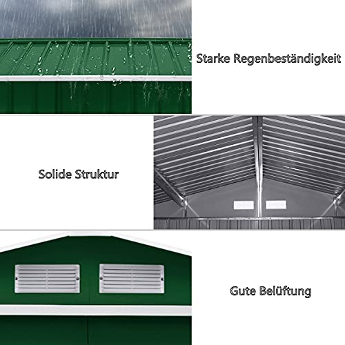 GYMAX Gartenhaus Metall, Garten Schuppen mit geräumigem Stauraum, wetterbeständiger Geräteschuppen, Gerätehaus mit… – Bild 3