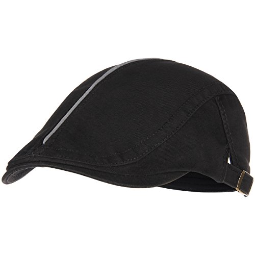 Bodvera Men's Cotton Flat Ivy Gatsby Newsboy Driving Hat Summer Beret Cabbie Cap, Black