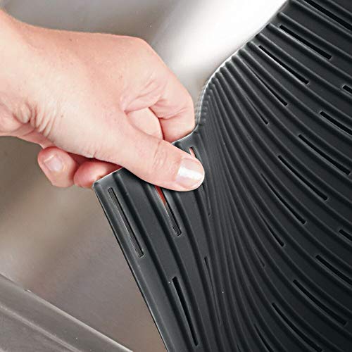 mDesign Large Kitchen Sink Protector Mat Pad Set, Quick Draining Use