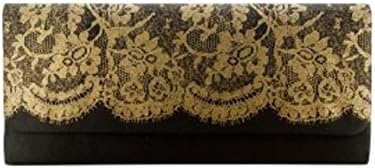 Firefly Secret Woman's Elegant Evening Black And Gold Clutch Purse