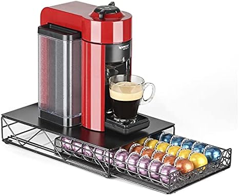 Amazon Co Jp ネスプレッソヴァーチュオnespresso Vertuo 40個カプセル収納箱 ボックス スタンド ラック 金属収納棚 省スペース スッキリ モダン おしゃれ 黒 ブラック リビング キッチン ホーム キッチン