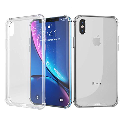 iPhone XR (6.1") Clear Case, amCase Hybrid Shock Absorbing TPU Frame & Rigid Back Plate Case for iPhone XR (2018) - Clear
