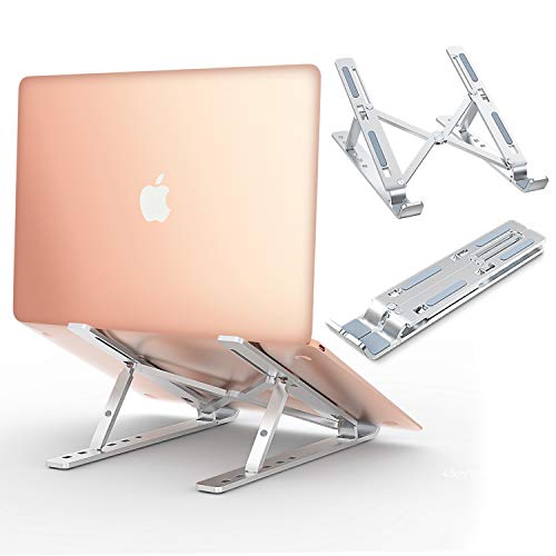 COMSOON Laptop Stand, Adjustable Portable Laptop Holder for Desk, Aluminum Ventilated Notebook Riser for MacBook Air Pro, Dell XPS, More 10-17 inches PC Computer, Tablet, iPad (Silver)