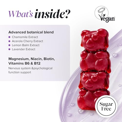 Kids Night-Time Gummies - 30 Gummies - Magnesium, L-Theanine, Vitamin B Complex - Vegan & Gluten-Free - Suitable for Ages 3+ - Novomins