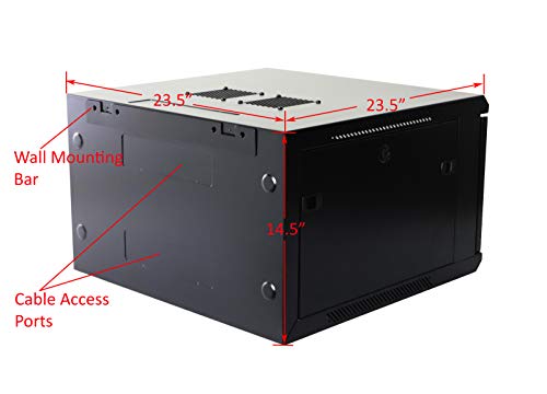 6U Professional Wall Mount Network Server Cabinet Enclosure 19-Inch Server Network Rack Black (Fully Assembled) - Thumbnail 2