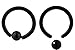 Pair of 2 Rings: 12g 1/2 Inch Surgical Steel Black IP Plated Captive Bead Hoop Earrings