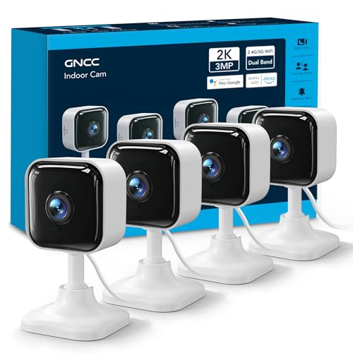 GNCC 2K 3MP Indoor WiFi Camera with Night Vision 2.4/5GHz, Kit 4 | Baby Monitoring, Motion Detection, Two-Way Audio, App Control, SD Storage and Cloud