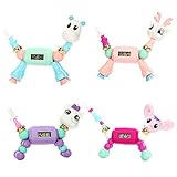 4 PCS Animal Twist Bracelet with Digital Watch - Make a Bracelet or Twist into a Pet -Pet Bracelet Kids - Surprise Collectible Bracelet Set for Gifts for Girls and Kids Toys