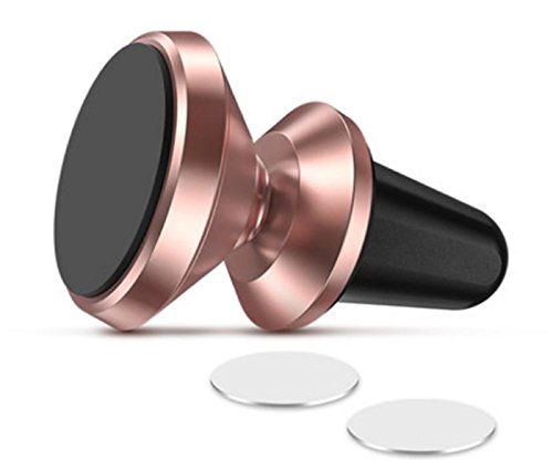 Magnetic Mount, iFlash Aluminum Universal Air Vent Magnetic Car Mount Phone Holder, 360 Degree Rotation for Multi-Angle View, Cradle-less Car Phone Mount Stand, for Apple iPhone / Galaxy (Rose Gold)