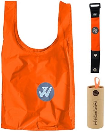Wwin Reusable Shopping Bag -22lb Load-bearing Sports Bracelet Folded Storage Waterproof and Dust-proof Polyester Fabric Bag Tote Bag with Paper Carton Packaging
