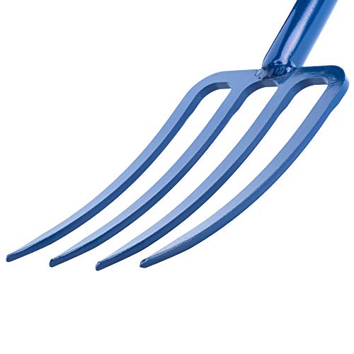 KADAX Heugabel, Grabgabel mit D-Griff, Mistgabel mit Kopf aus hochqualitativem Stahl, ergonomische Gabel für Garten, Forke, Spatengabel, Unkraut, Steine, Gartenforke (Metallstiel) – Bild 7