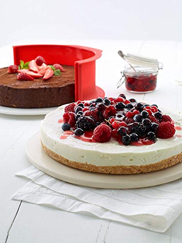 [2-PACK] Silicone Springform Non-Stick Baking Pan, Removable Ring & Tempered Glass Bottom, Leak-Proof, 100% Food Grade, BPA-Free, Non-Toxic Cheesecake Bakeware/Round Cake Pie Pan-7" Yellow & 9" Red - Thumbnail 2
