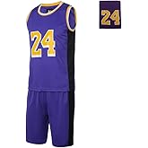 #24 Basketball Jerseys Outfit Tank Top Track Shorts Sport Sets Uniforms with Wristbands for Fans Kids Boys Youths