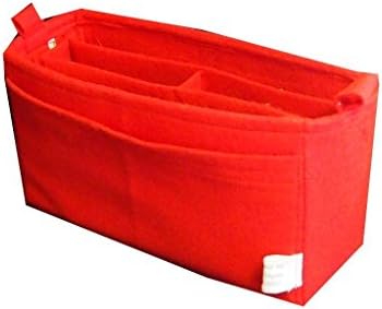 Felt purse organizer 11" wide 6" High 5" deep, Red LV purse saver, 9 Pocket insert, hard bottom