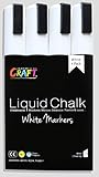 Inspired By Craft Bright White Liquid Chalk Markers Best for Kids Craft, Teacher Supplies, Bistro Chalkboard, Premium Chalk Ink, 6mm, Chisel Tip, 4 Piece