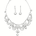 Joylive Silver Rhinestone Crystal Pearl Necklace Earrings Jewelry Set for Wedding