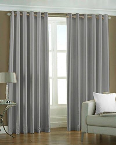 Grey Polyester Long Door Curtains 10 Feet | Darkening Faux Texture Plain Drapes with Eyelets | Set of 2 Panels for Living Room, Bedroom & Office