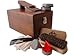 KIWI Select Shoe Shine Care Kit Valet II Wooden Box w/ 10 pc Content