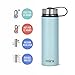 MIRA 22 Oz Stainless Steel Vacuum Insulated Wide Mouth Water Bottle with 2 Caps | Thermos Keeps Cold for 24 Hours, Hot for 12 Hours | Double Walled Powder Coated Travel Flask | Pearl Blue