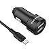 Car Charger RAVPower 24W 4.8A Dual USB Car Adapter with iSmart 2.0 Tech + 3ft MFi-Certified Lightning to USB Cable for iPhone X 8 8 Plus 7 6s, iPad Air mini and More