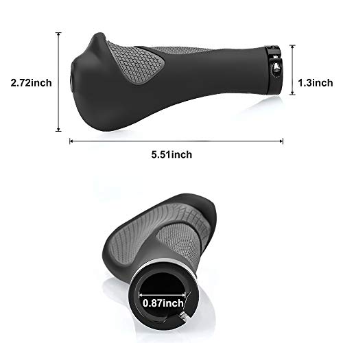 HikeGeek New Generation Bike Handlebar Grip Soft Gel Inserts Shock Resistance Ergonomics Comfort Design with G2 Screw Lock 1 Pair for Bicycle MTB XC FR Cyling (Ergonomics) - Thumbnail 2