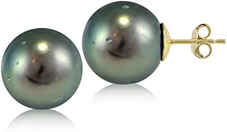 14K Yellow Gold Tahitian Cultured Pearl 12mm Stud Earrings