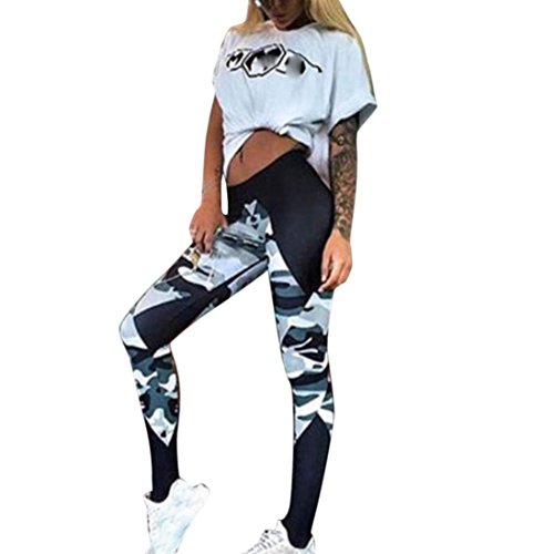 Yoga Pants, CieKen Hot Sale Yoga Capris Workout Leggings Stretch Sports Pants Trousers for Fitness Riding Running (4-Camouflage, Small) - Thumbnail 2