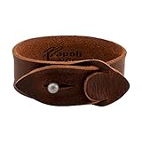 Brown Distressed Napoli Leather Slit Closure Simple Strap Bracelet, 11 inches