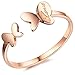 BOHG Jewelry Womens Love Stainless Steel Lovely Butterfly Ring Wedding Charming Lady Gril Band Rose Gold Size 7