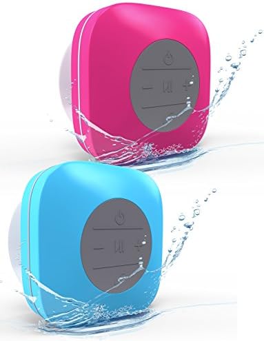 SpeakStick Classic Waterproof Bluetooth Shower Speaker With Built-In Microphone (Pink and Blue)