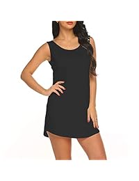 Afloda vestido de verano sin mangas, sin espalda, recto, suelto, para la playa