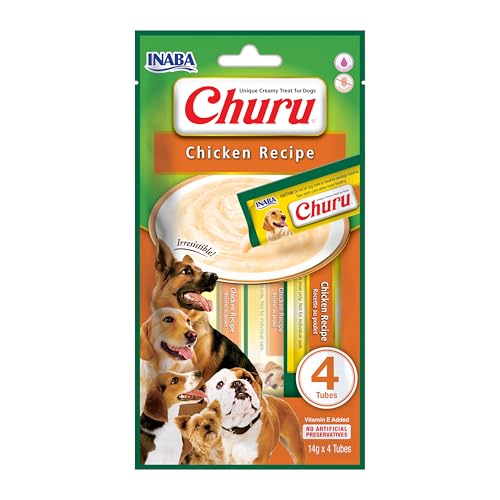 Churu Sticks by INABA Dog Treat - Chicken Flavour (4 x 14g) / Soft & Creamy Dog Treats, Delicious & Healthy Snack for Dogs, Pill Assist, Training Treat, Natural