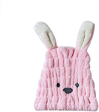 Gaddrt Microfiber Cartoon Shower Bath Cap Hat Turban Quickly Dry Hair Hat Wrapped Towel Bathing Cap (Pink)