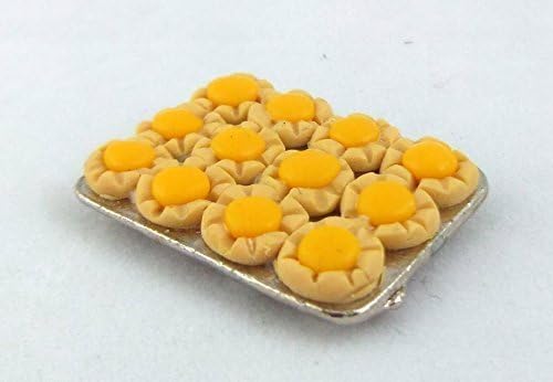 MUFFIN LODGE Dolls House Miniature Kitchen Accessory Cake Baking Tray of Lemon Curd Tarts