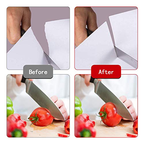 Joso Professional Kitchen 3 Stage Stainless Knife Sharpener with Diamond Tungsten Ceramic for Dull Steel, Paring, Chefs and, medium, Red, Black, chrome, silver