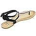 alpine swiss Womens Black Slingback T-Strap Rhinestone Thong Sandals 7 M US