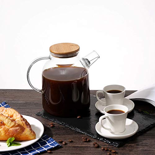 Teekanne Glas 1,5 Liter mit Holz Deckel und Filter - Für heiÃe und kalte Getränke - Spülmaschinenfest - Kälte- und Hitzebeständig - Ideal Sommer oder Winter – Bild 7