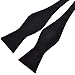 PenSee Mens 100% Silk Self Bowtie Adjustable Solid Black Plain Bow Ties for Formal