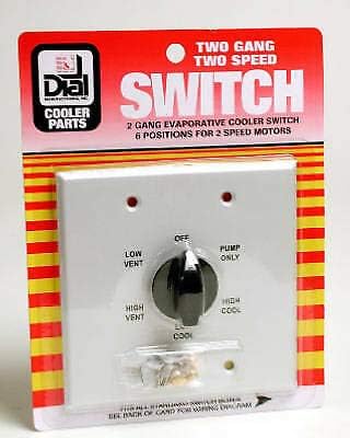 Dial Manufacturing Evaporative Cooler 2-Speed Metal 2-Gang Wall Switch