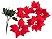 Juvale Poinsettia Flowers Artificial Pack - Red Silk Petals & Plastic Stems - 16.5 in Length - Lifelike Real-Looking Blooms for Floral Arrangement & Red Centerpieces - Decorative Silk Blooms in Pots