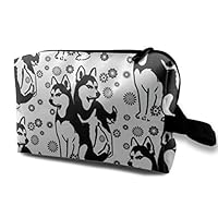 COMputer998 Siberian Husky with Snowflakes Cosmetic Bag for Women,Adorable Roomy Makeup Bags Travel Waterproof Toiletry Bag Accessories Organizer Gifts