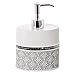 Creative Scents Mirror Damask Grey and White Soap Dispenser, Decorative Hand Soap Dispenser for Bathroom - Modern Countertop Lotion Dispenser with Durable Pump for Elegant Bathroom Decor