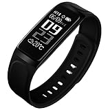 Fitness Tracker,Teetox 0.96Inch OLED Heart Rate Monitor Smart Wristband Swimming Activity Tracker Smart Bracelet with Step Tracker/Calorie Counter/Sleep Monitor for iPhone iOS and Android Phone,Black