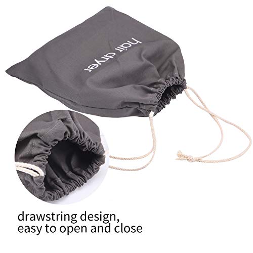 Senkary Hair Dryer Bags Drawstring Hairdryer Travel Bag Cotton Hair Dryer Storage Bag, 11.8 Inch by 13.8 Inch (Dark Gray)