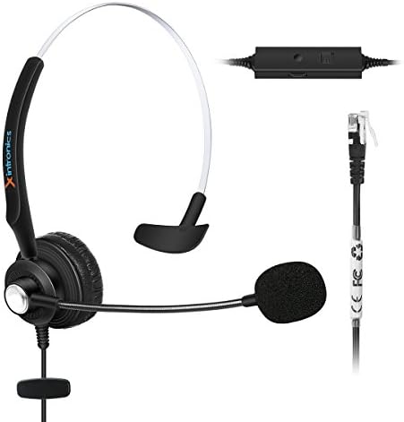Corded Telephone Headset Mono w/Noise Canceling Mic for Avaya Aastra Allworx Adtran Alcatel Lucent AltiGen Comdial Digium Gigaset InterTel Mitel Plantronics MiVoice Landline Deskphones