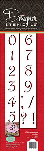 Designer Stencils C138 1.25 Inch Contemporary Numbers Cake Stencils, Beige/semi-transparent