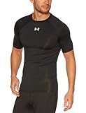 Under Armour Men's HeatGear Sonic Compression Short Sleeve, Black/White, Medium