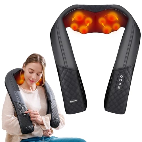 KINGJOY Neck and Shoulder Massager with Heat, Shiatsu Neck and Back Massager for Back, Shoulder, Legs, 2026 Upgraded 4D Kneading Deep Tissue Pain Relief, Gifts for Women/Men/Mom/Dad